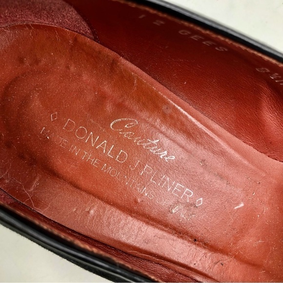 VINTAGE Donald. J. Pliner 12 GEES kitten heels brass chain suede and leather 8.5 - Picture 7 of 11